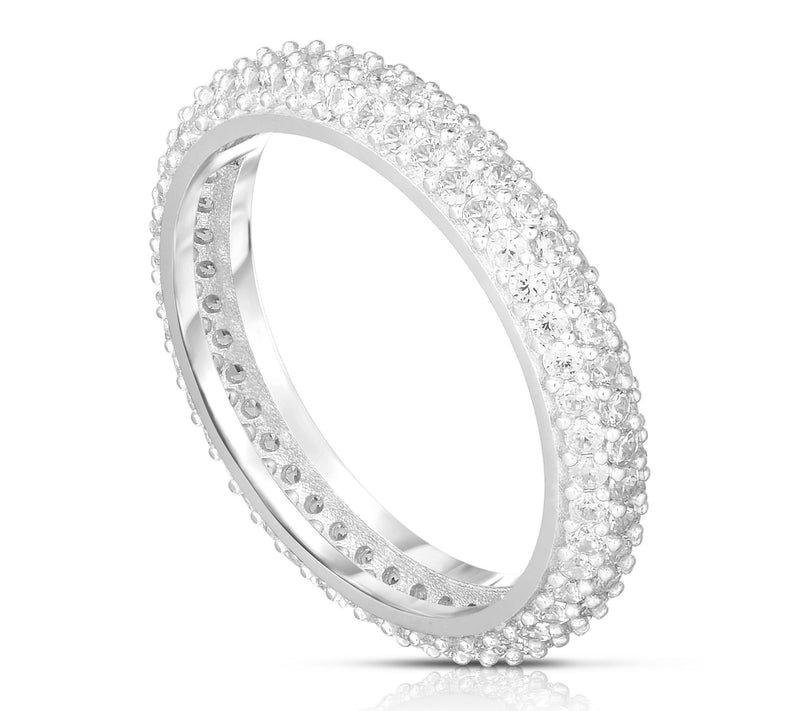 Sterlina Silver Thin Pave Band Ring, Sterling — View 9