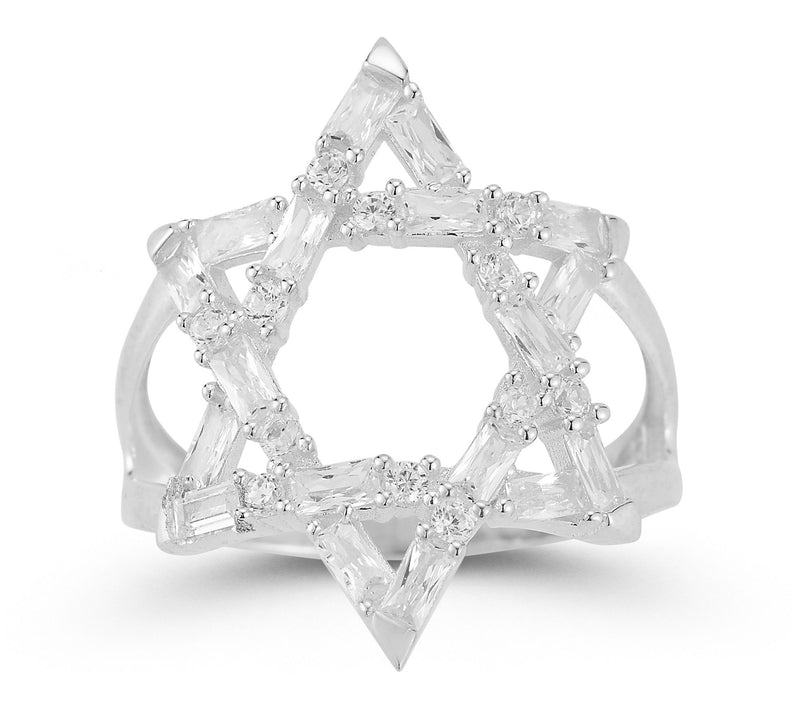 Sterlina Silver Open Work Star of David Ring, Sterling — View 8