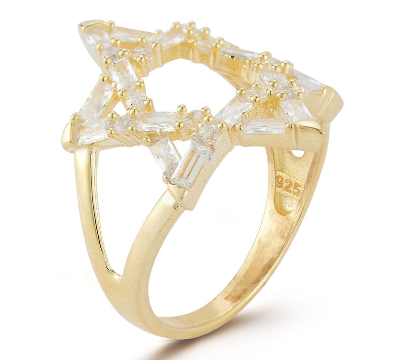 Sterlina Silver Open Work Star of David Ring, Sterling — View 2