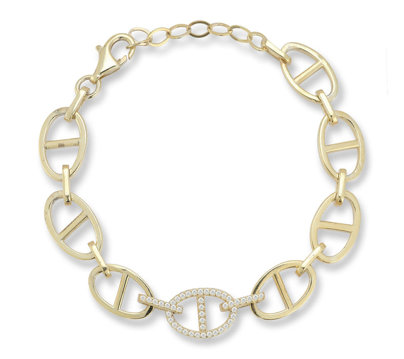 Sterlina Silver Pave Mariner Chain Bracelet, Sterling — View 8