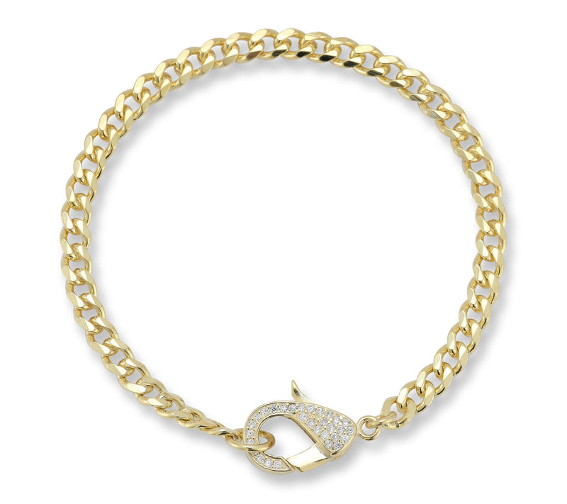 Sterlina Silver Pave Lobster Clasp Curb Bracelet, Sterling — View 8