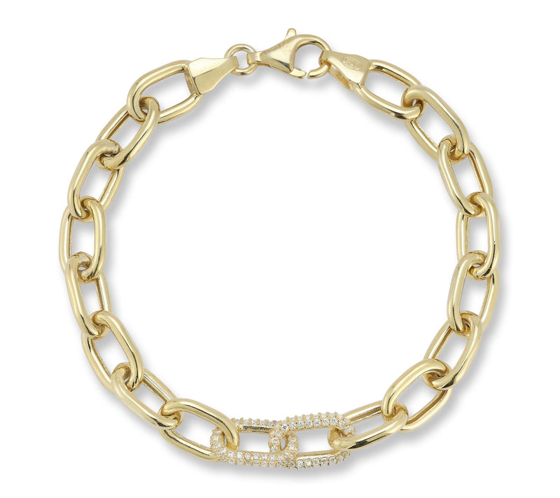Sterlina Silver Pave Oval Link Chain Bracelet,Sterling — View 8