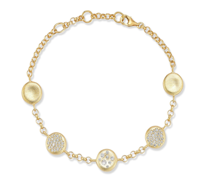 Sterlina Silver Pave Satin Disc Station Bracelet, Sterling — Main view