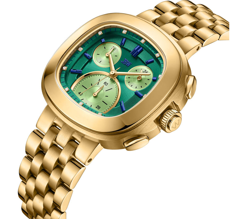 JBW Men's Coast 18K Plated Lab Grown Diamond Green Dial Watch — View 2