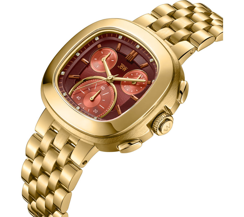 JBW Men's Coast 18K Plated Lab Grown Diamond Red Dial Watch — View 2