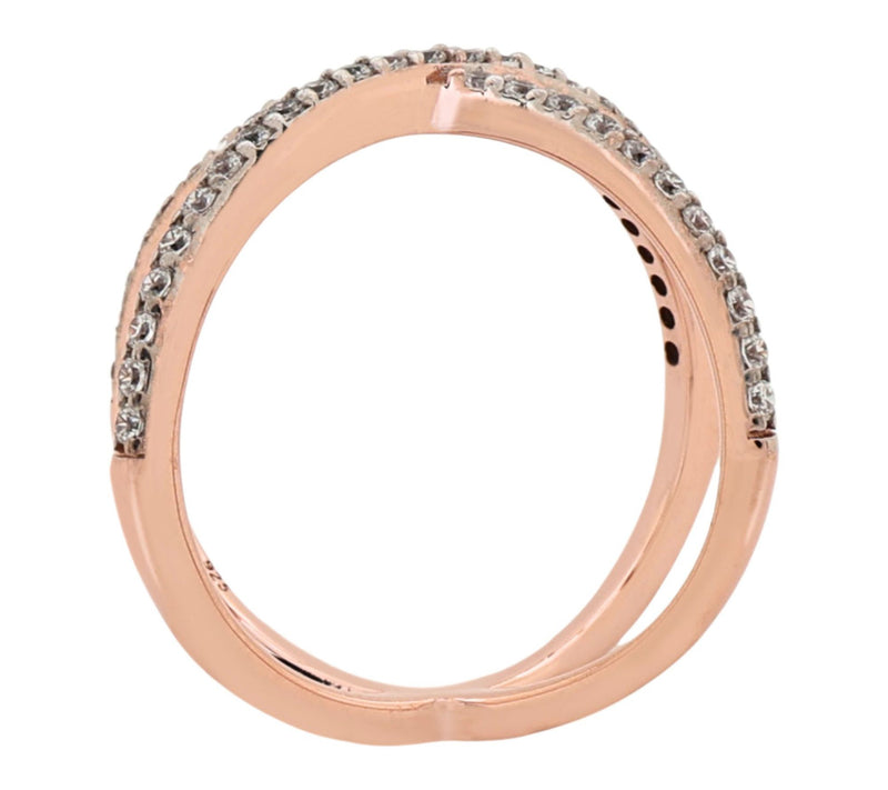 Diamonique 0.70 cttw Cross Over Ring, 14K RoseGold Plated — View 4