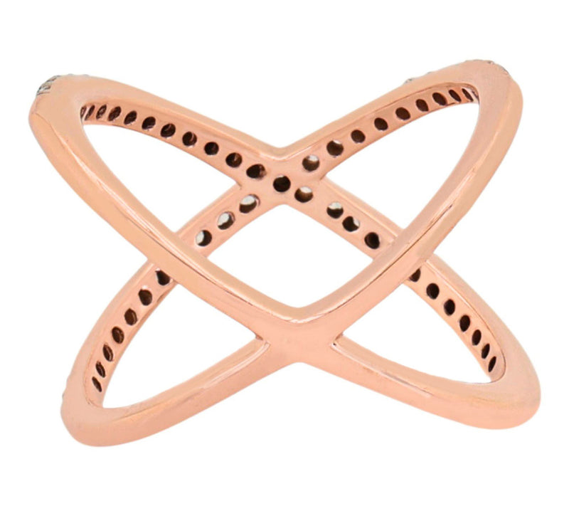 Diamonique 0.70 cttw Cross Over Ring, 14K RoseGold Plated — View 5