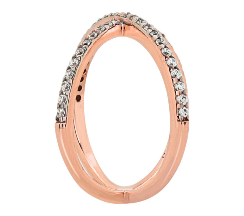 Diamonique 0.70 cttw Cross Over Ring, 14K RoseGold Plated — View 3