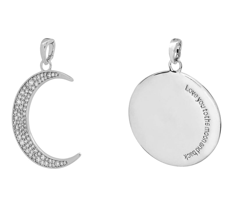 Diamonique Crescent Moon Pendant, Sterling Silver — View 2