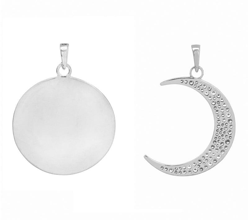 Diamonique Crescent Moon Pendant, Sterling Silver — View 4