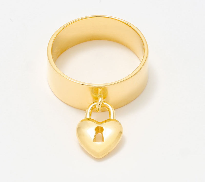 UltraFine 950 Silver Dangle Heart Band Ring — View 11