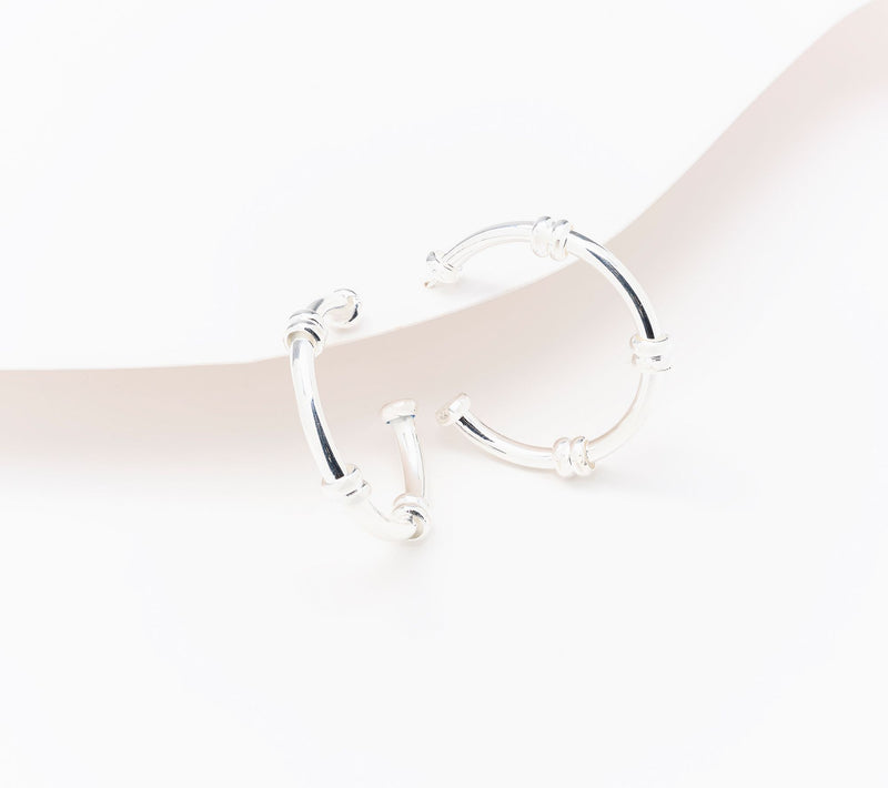 UltraFine 950 Silver Station Hoop Earring — View 6
