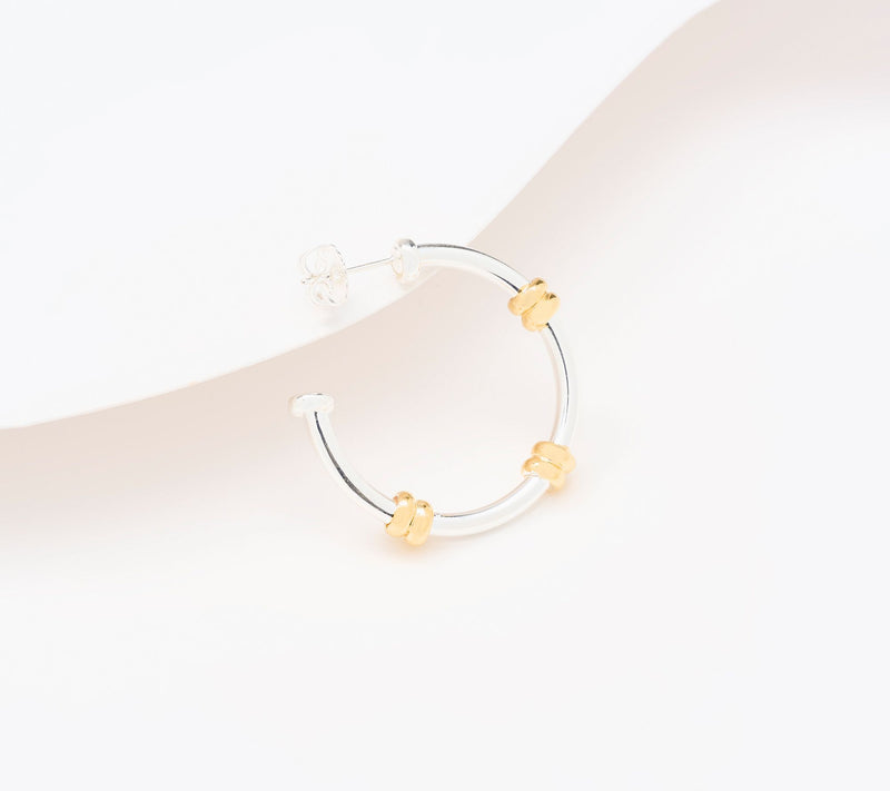 UltraFine 950 Silver Station Hoop Earring — View 2