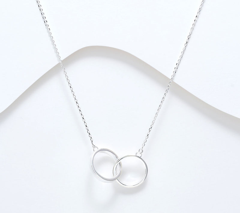 UltraFine 950 Silver Interlocking Diamond Cut Circle Necklace — View 7
