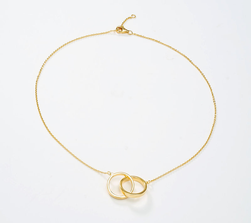 UltraFine 950 Silver Interlocking Diamond Cut Circle Necklace — View 2