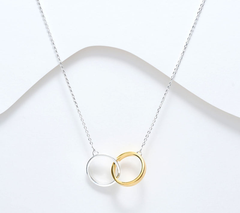 UltraFine 950 Silver Interlocking Diamond Cut Circle Necklace — View 9