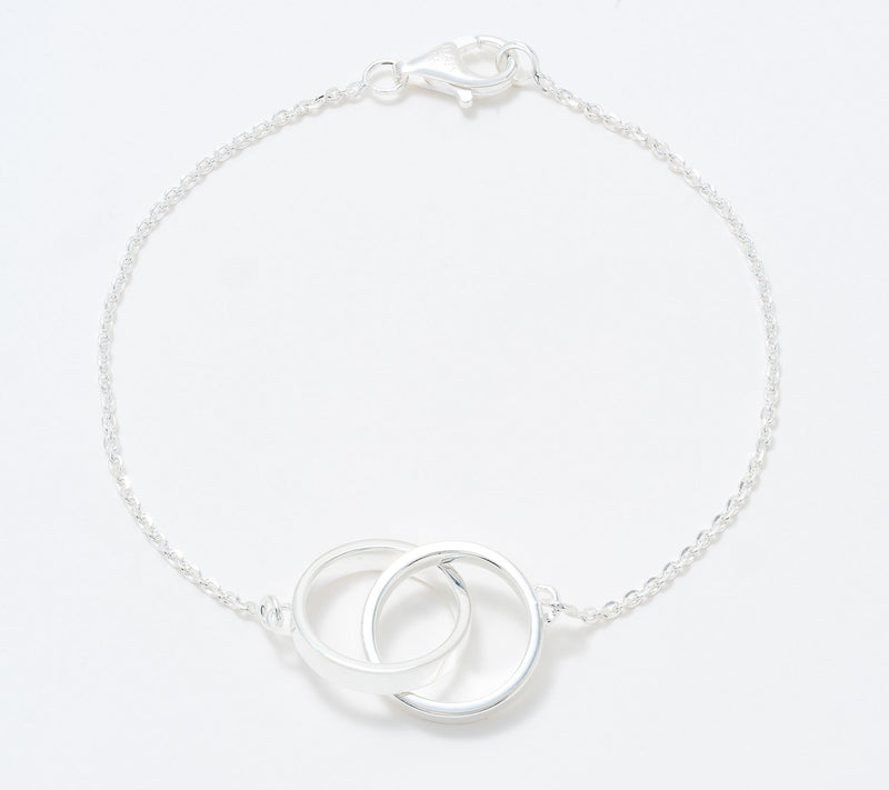 UltraFine 950 Silver Interlocking Diamond Cut Circle Bracelet — View 7