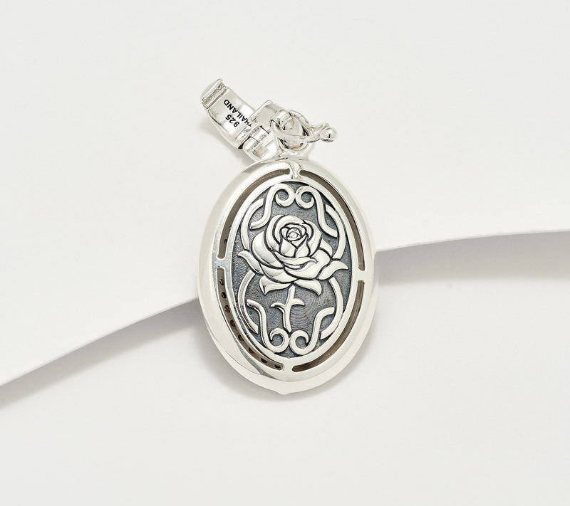 Third Person Sterling Silver Wandering Rose Pave Gemstone Enhancer — View 2