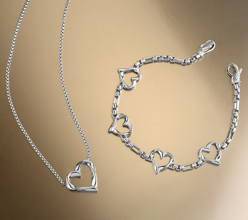 Christian James by Scott Grimes Sterling Silver Ripple Heart Necklace — View 7