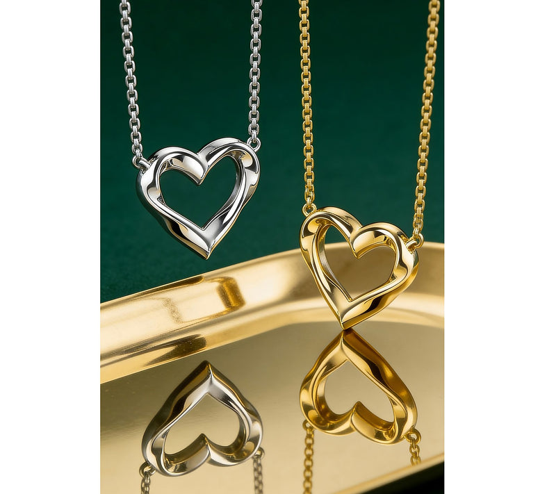 Christian James by Scott Grimes 14K Gold Clad Ripple Heart Necklace — View 7