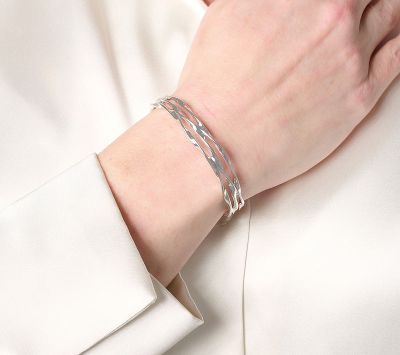 Christian James by Scott Grimes Sterling Silver 3 Ripple Cuff Bracelet 16.36g — View 5