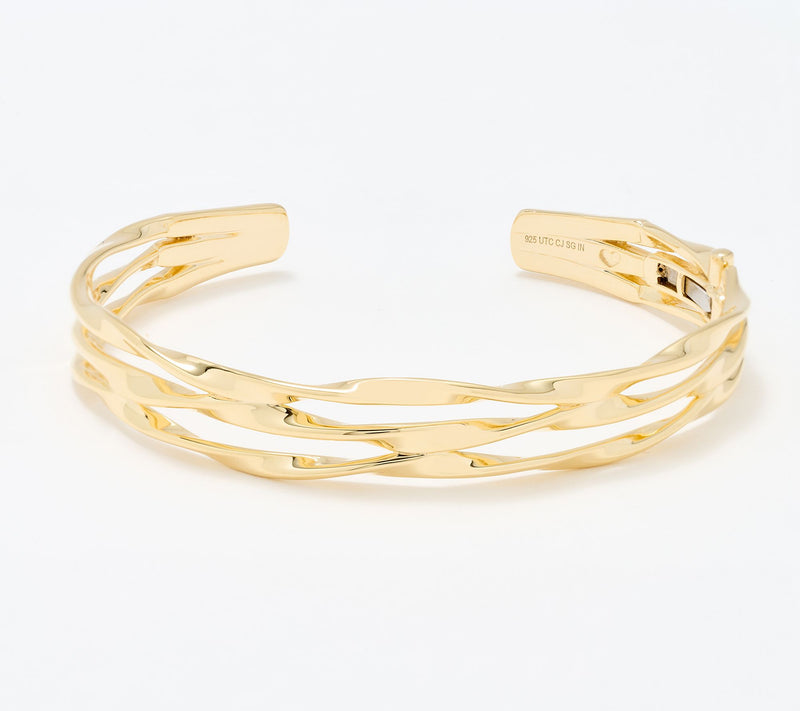 Christian James by Scott Grimes 14K Gold Clad 3 Ripple Cuff Bracelet 16.36g — Main view
