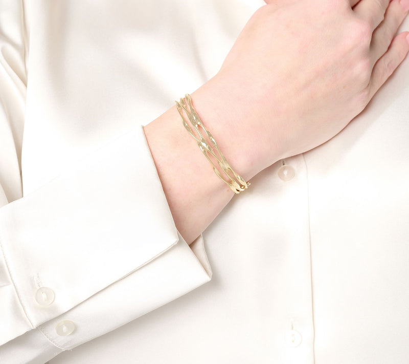 Christian James by Scott Grimes 14K Gold Clad 3 Ripple Cuff Bracelet 16.36g — View 6