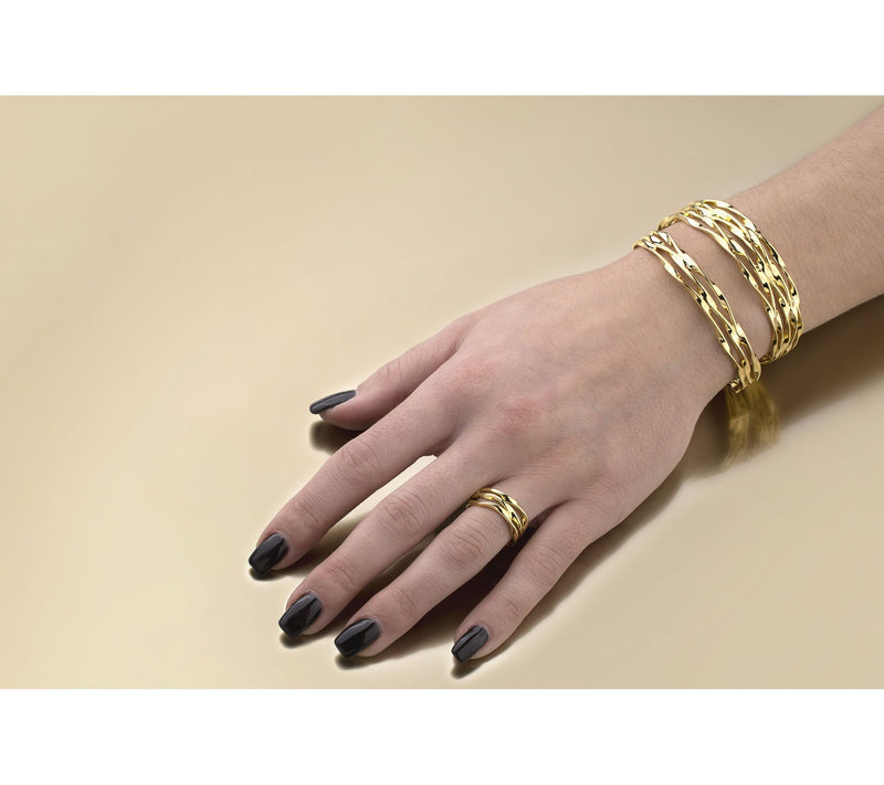 Christian James by Scott Grimes 14K Gold Clad 3 Ripple Cuff Bracelet 16.36g — View 5