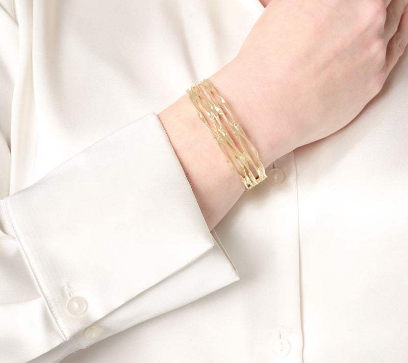 Christian James by Scott Grimes 14K Gold Clad 5 Ripple Cuff Bracelet 22.80g — View 4