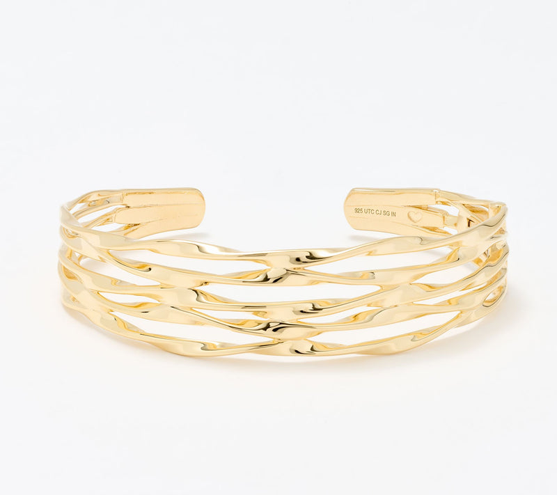 Christian James by Scott Grimes 14K Gold Clad 5 Ripple Cuff Bracelet 22.80g — Main view