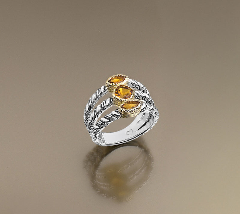 Christian James by Scott Grimes Two-tone Multi-Ripple Gemstone Ring — View 7