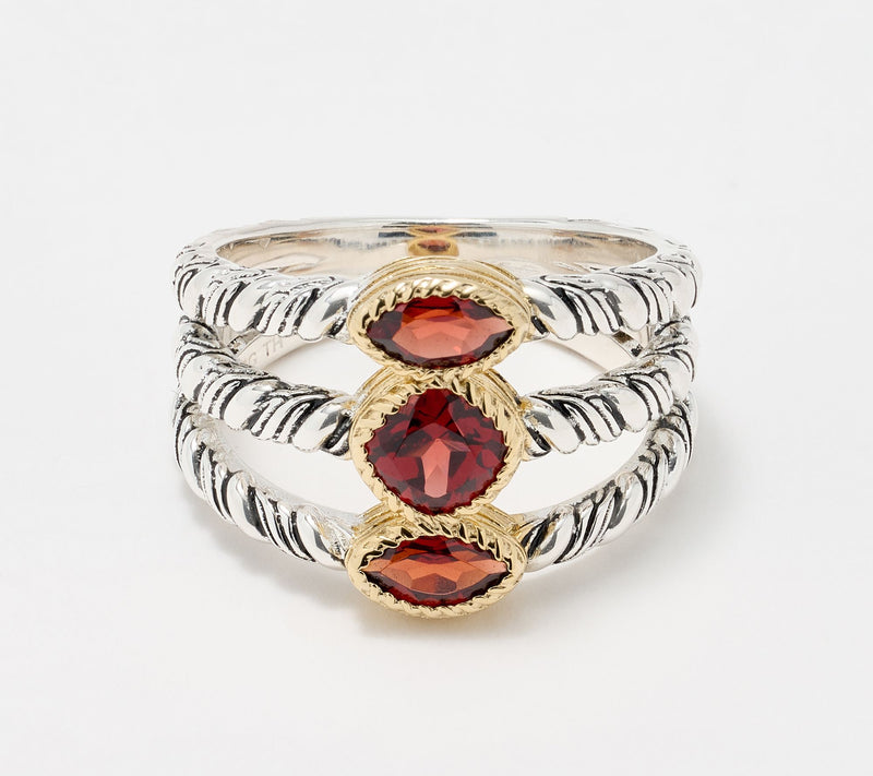 Christian James by Scott Grimes Two-tone Multi-Ripple Gemstone Ring — View 12