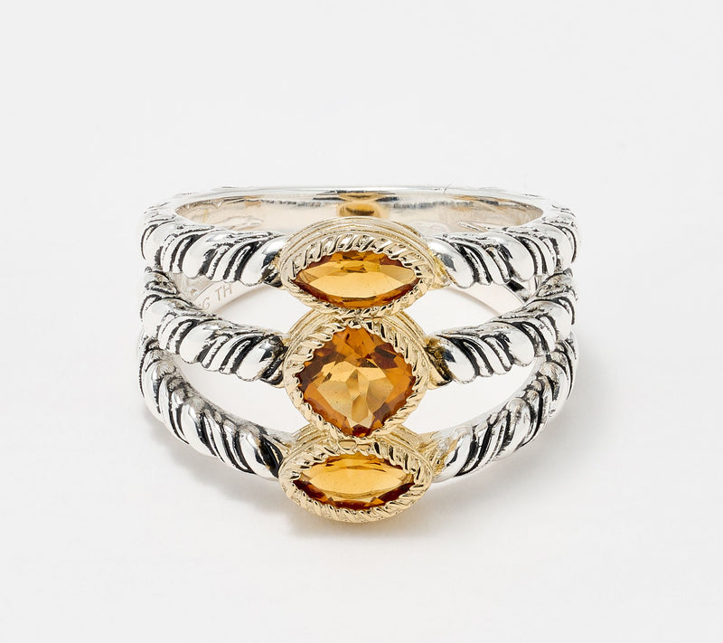 Christian James by Scott Grimes Two-tone Multi-Ripple Gemstone Ring — View 2