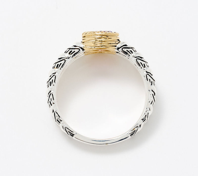 Christian James by Scott Grimes Two-tone Multi-Ripple Gemstone Ring — View 3