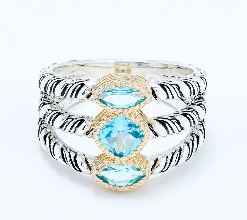 Christian James by Scott Grimes Two-tone Multi-Ripple Gemstone Ring — View 15