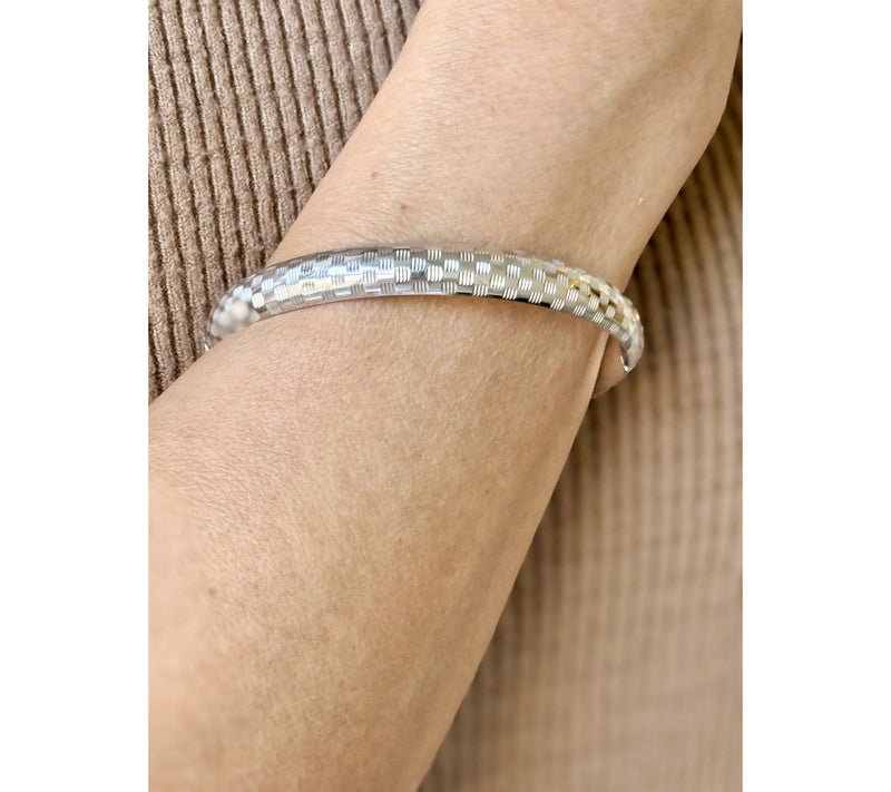 Alkeme Sterling Silver Patterned Bangle Bracelet — View 2