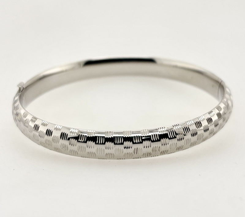 Alkeme Sterling Silver Patterned Bangle Bracelet — Main view