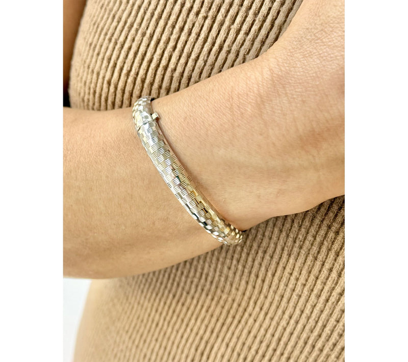 Alkeme Sterling Silver Patterned Bangle Bracelet — View 3