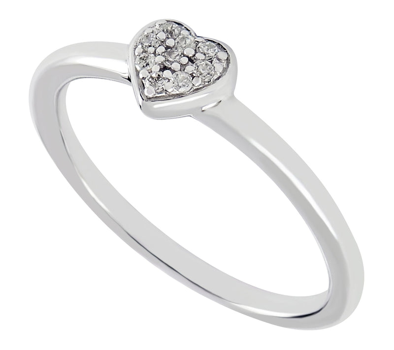 Diamonique Pave Heart Ring, Sterling Silver — View 2