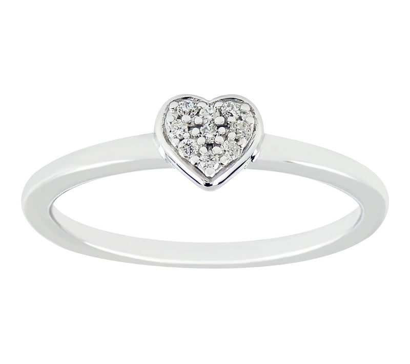 Diamonique Pave Heart Ring, Sterling Silver — View 5