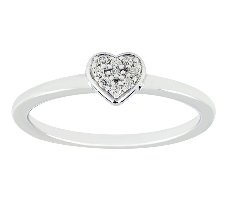 Diamonique Pave Heart Ring, Sterling Silver — Main view