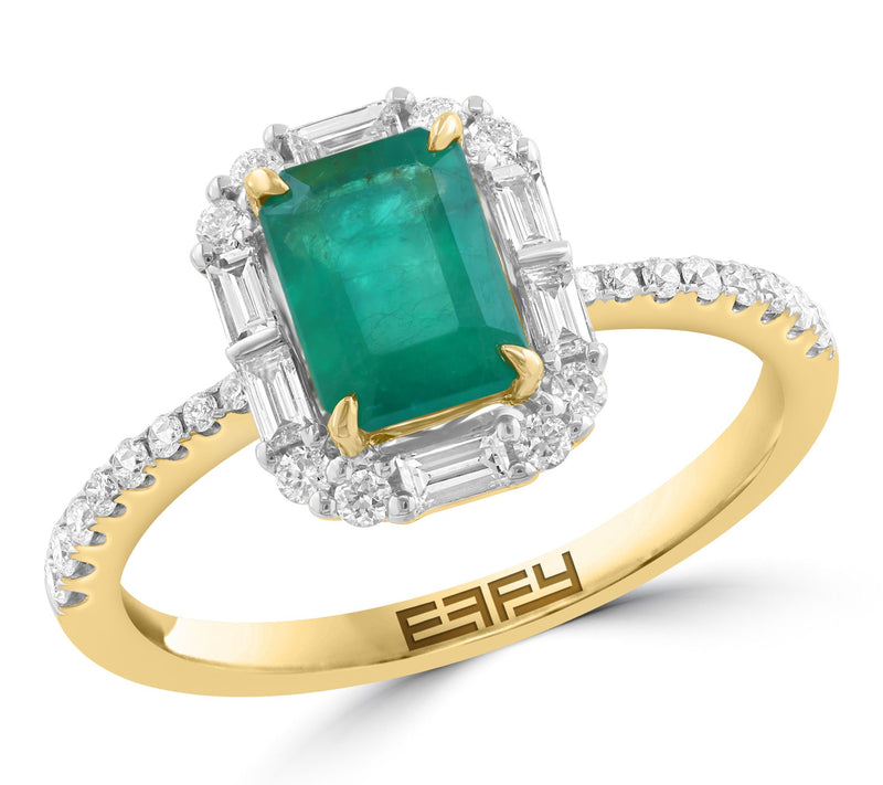 Effy Emerald & Diamond Halo Ring, 14K Gold — Main view