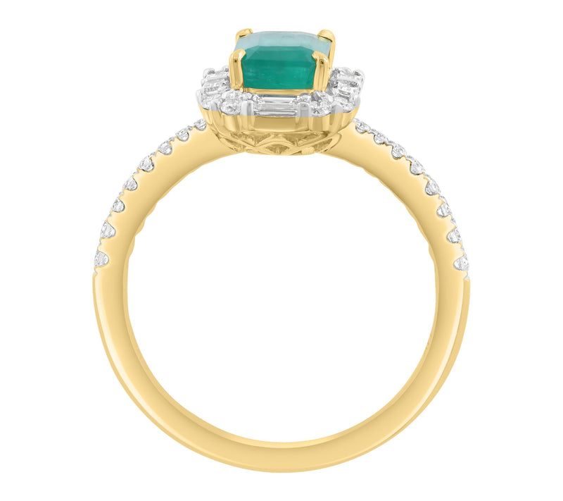 Effy Emerald & Diamond Halo Ring, 14K Gold — View 2