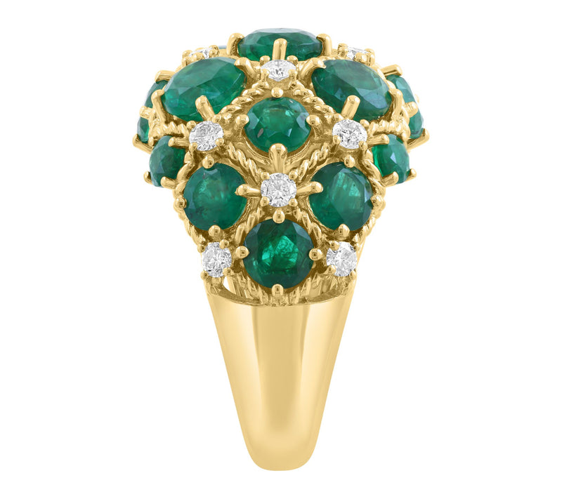 Effy Emerald & Diamond Dome Ring, 14K Gold — View 3