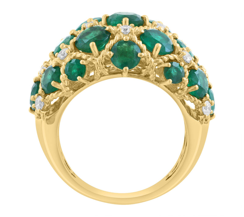 Effy Emerald & Diamond Dome Ring, 14K Gold — View 2