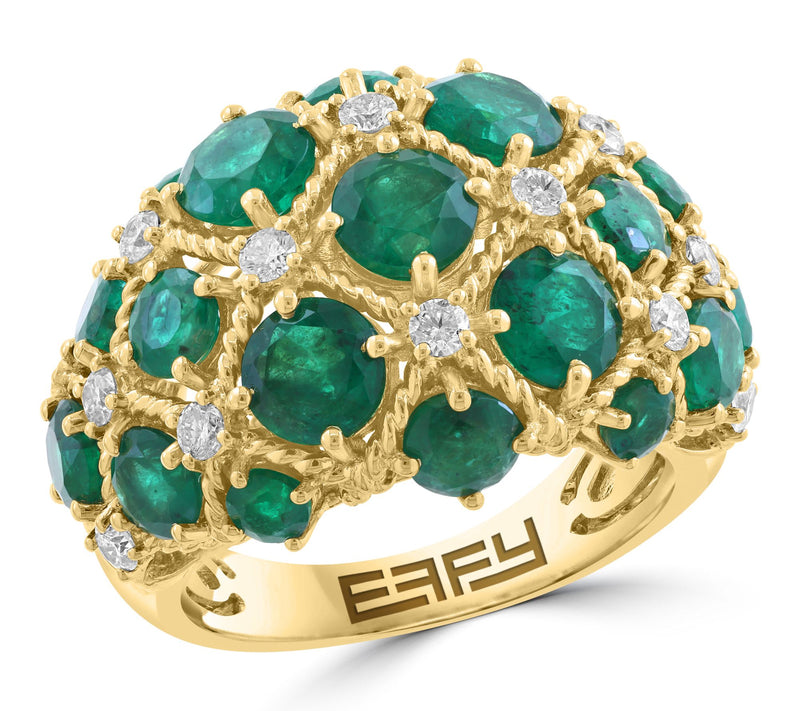 Effy Emerald & Diamond Dome Ring, 14K Gold — Main view