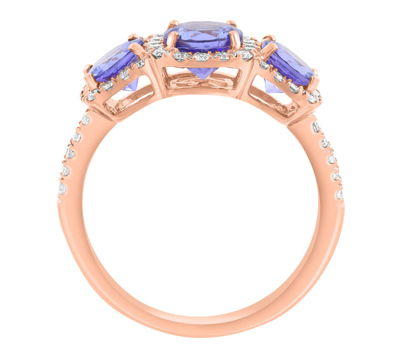 Effy Tanzanite & Diamond Halo Ring, 14K Rose Gold — View 2