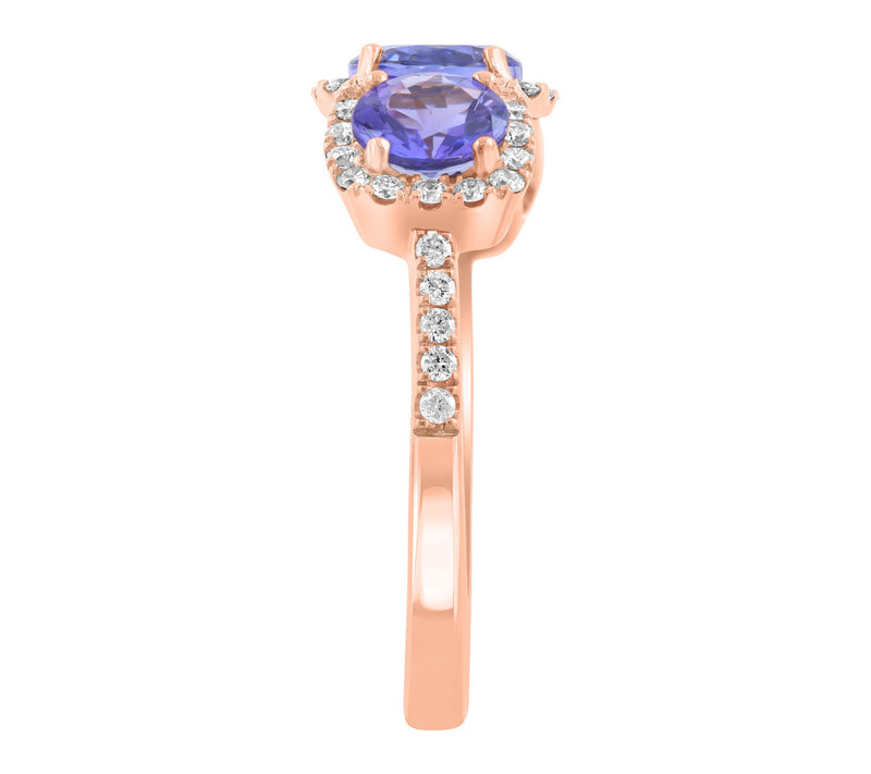 Effy Tanzanite & Diamond Halo Ring, 14K Rose Gold — View 3
