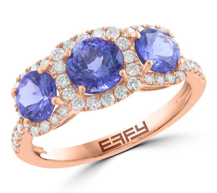 Effy Tanzanite & Diamond Halo Ring, 14K Rose Gold