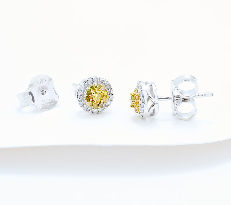 Affinity Diamonds 0.27 cttw Cluser with Double Halo Earrings — View 2